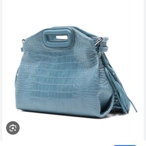 Maje Blue Leather Fringe Crossbody Bag